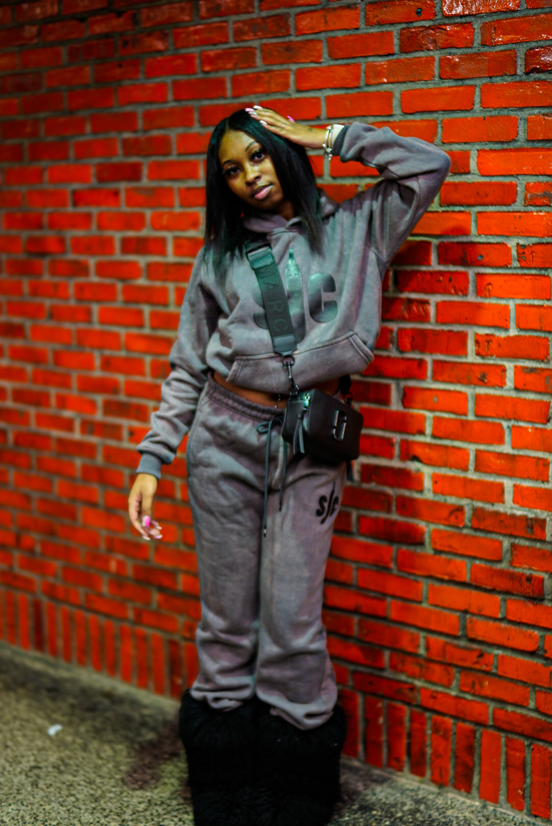 ACID GREY FLARED SWEATSUIT