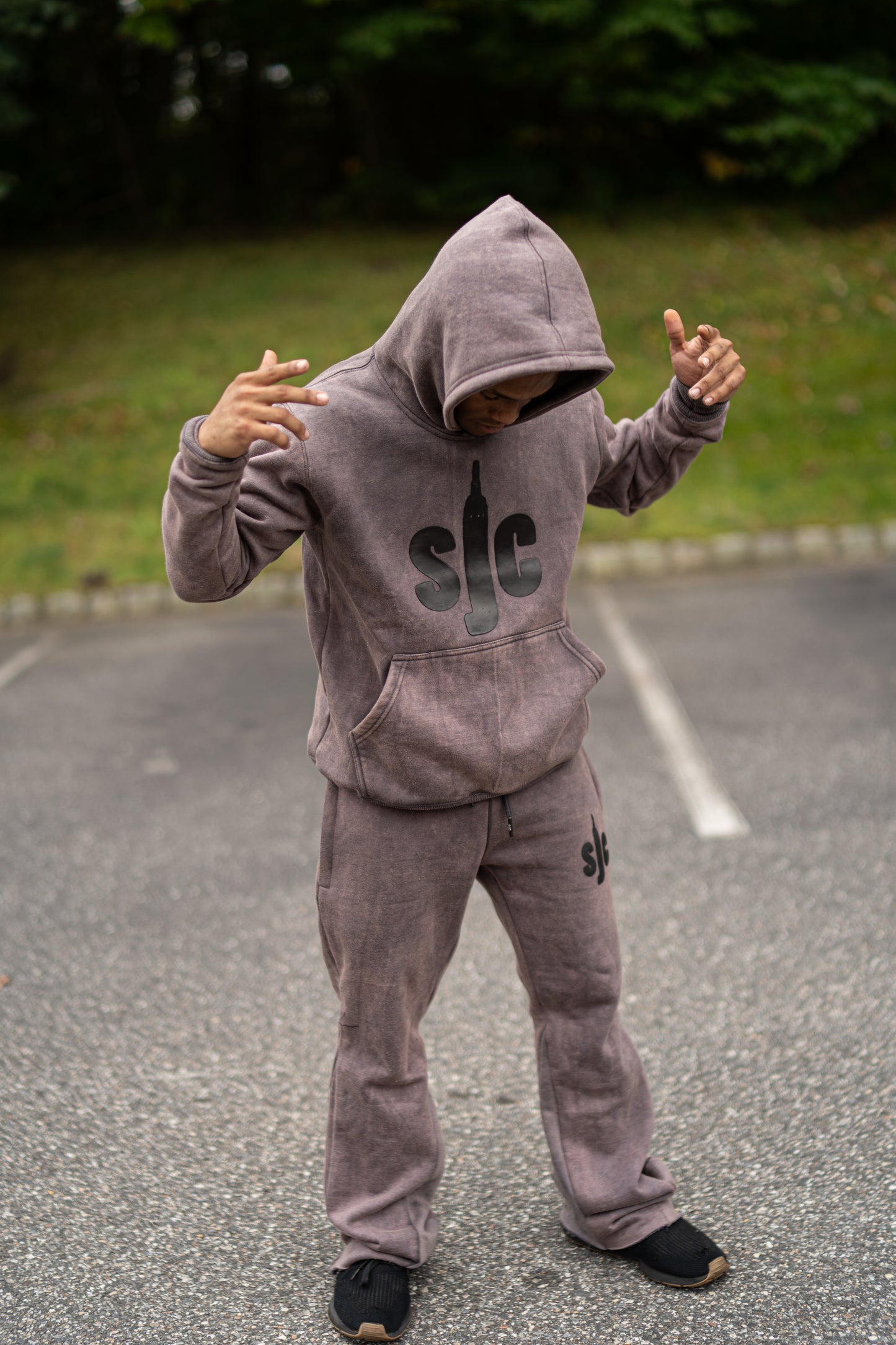 ACID GREY FLARED SWEATSUIT